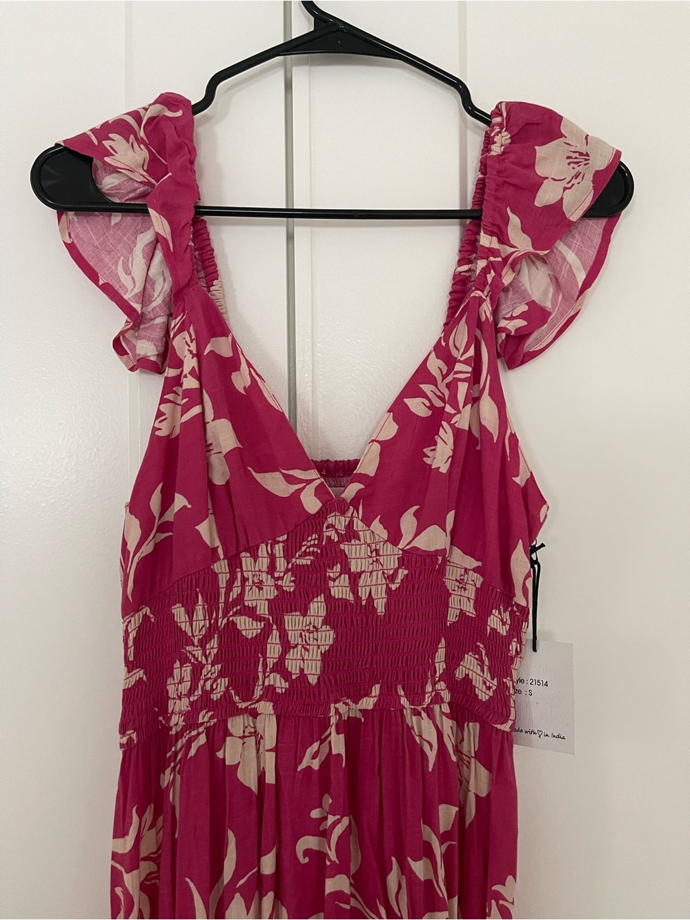 NWT • Japna • Tropical, Pink Flutter Sleeve Dress